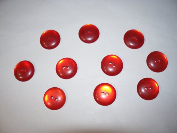 Red Color Round Fancy Buttons Set Of 10