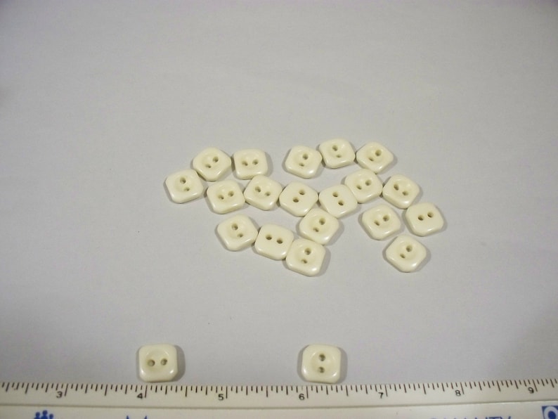 Cream Colored Square Buttons 20 Small Lot 2090 Free US Shipping Vintage
