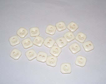 20 Small Buttons, Vintage Buttons, Cream Colored Buttons, Square Buttons,  Lot 2090