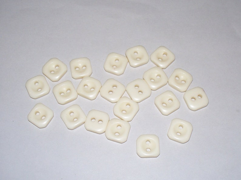 Cream Colored Square Buttons 20 Small Lot 2090 Free US Shipping Vintage