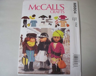 New Pattern, McCall's Patterb, 18" Doll Clothing Pattern, M6804