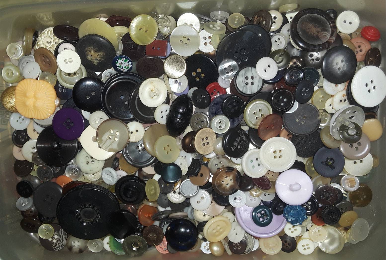 Vintage Sewing Button Lot Scoop of Assorted Craft Buttons Random Sizes  Colors Shapes lot I 