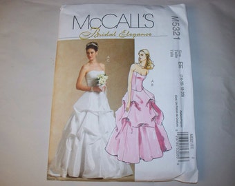 New McCall's Bridal Gown Pattern, M5321 (EE) (14-16-18-20) (Free US Shipping)