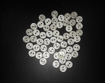 Buttons, 50  Small White,  Lot 2730    (Free US Shipping)