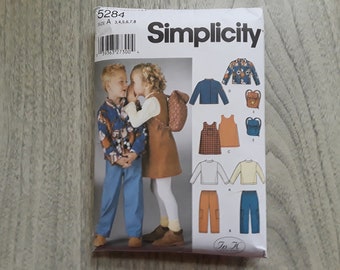 Vintage Pattern, Simplicity Pattern, Children's Clothing Pattern,  Kids Clothes Pattern, 5284  (3-4-4-5-6-7-8)