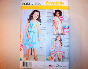 New Pattern, Simplicity Pattern, Girl's Dress Pattern, Party Dress, Summer Dress, 8063  (3,4,5,6,7,8)