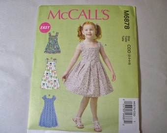 New Pattern, McCall's Pattern, Girl's Dress Pattern, Summer Dress Pattern, Kids Clothes Pattern, M6878, CDD (2-3-4-5)