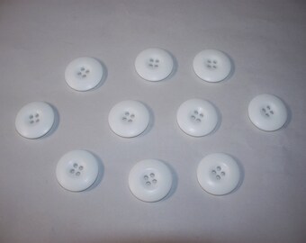 10 Buttons, Vintage Buttons, Large Buttons, White  Buttons, Craft Buttons, Four Hole Buttons, Lot 2561