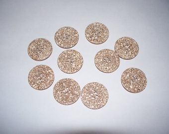 10 Buttons, Vintage Buttons, One Inch Buttons, Spotty Brown Buttons, Brown Buttons, Lot 1920