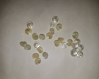 45/64" 18 MM HALF PEARL BUTTONS/ PEARL SHANK BUTTONS X 10 LARGE WHITE 