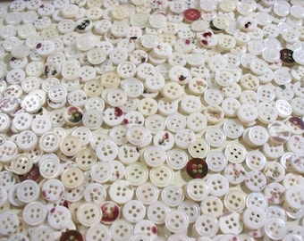 Bulk Buttons, Vintage Buttons, 500 Buttons, Small White Buttons, Four Hole Buttons, Craft Buttons, Sewing Buttons, Lot  SMW4