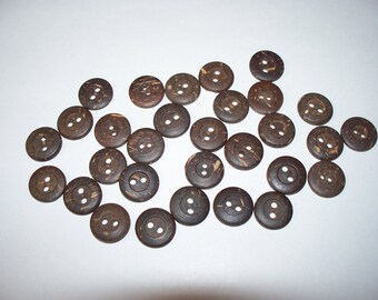 30 Buttons, Brown Buttons, Two Hole Buttons, Lot  2600