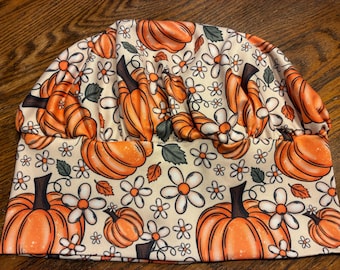 Soft & Stretchy Scrub Cap- Halloween! Fall pumpkins and Flowers