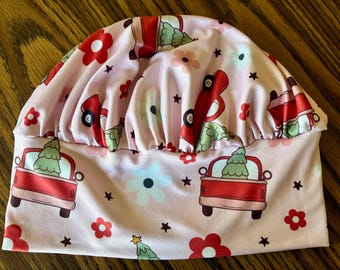 Soft & Stretchy Christmas Tree and Retro Truck for Santa Scrub Cap