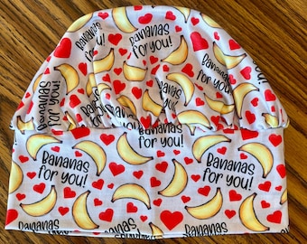 Banana Print Scrub Cap: Soft Stretchy Hair Cover