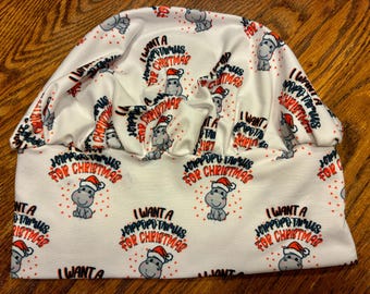 Soft & Stretchy Scrub Cap- I Want a Hippopotamus for Christmas