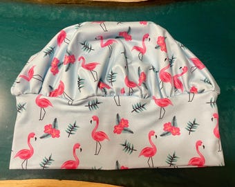 Soft & Stretchy Scrub Cap ~    Flamingos