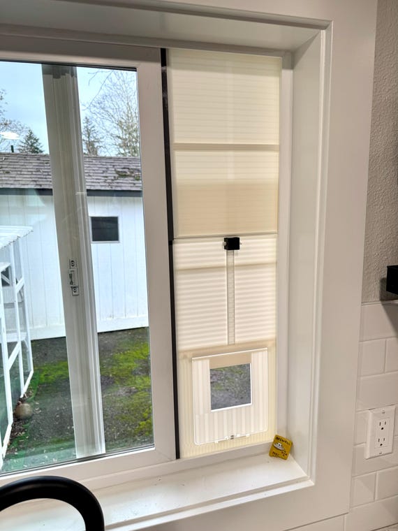 Vertical Cat Door For Sliding Window - Resizable, Fits 16-36 Inch Windows - Easy Install, No Hardware Needed