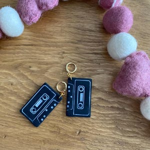 Vintage cassette tape dangles | breakup mix tape earrings | polymer clay earrings