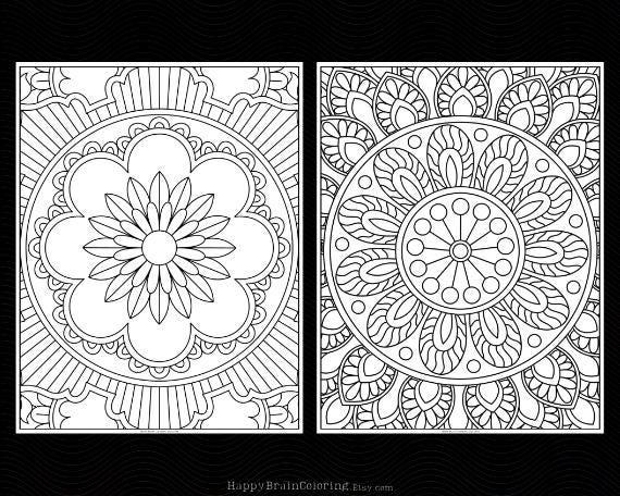 Mandala Coloring Pages for Adults, Stress Relief Designs (PDF + PNG) - Etsy