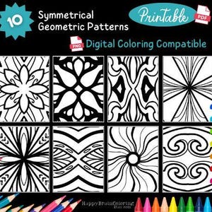 Memory Care Activity (10) Large Bold Print Coloring Pages for Cognitive Decline Dementia Alzheimer’s. Easy to Use Calming Patterns | 2409193