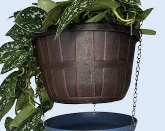 Hanging Plant Catch Tray: 9-Inch Drip Tray with Metal Chain