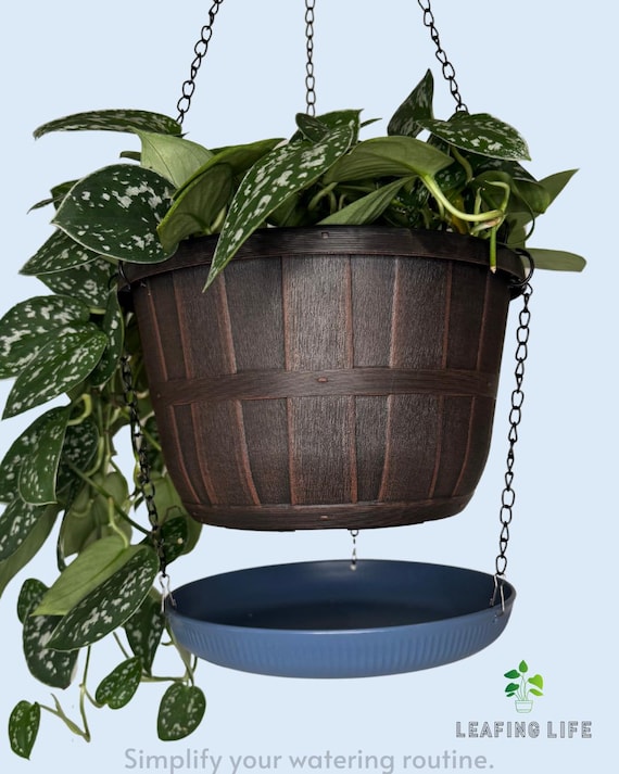 Hanging Plant Catch Tray: 9-Inch Drip Tray with Metal Chain