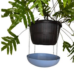 Blue Hanging Plant Catch Tray: Wheat Straw Drip Tray for 8-12 Inch Pots