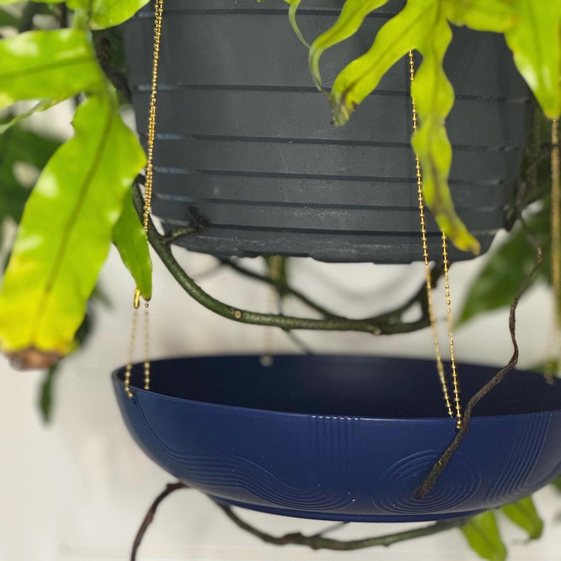 10 Inch Blue Hanging Plant Catch Tray - Garden Drip Tray - Water Catcher Tray - Organic Plant Tray - Hanging Plant Tray - for large plants