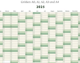 Jahresplaner 2025 Deutsch Dschungel - in den Größen A0 bis A4 - Wandkalender, Jahreskalender, Familienplaner
