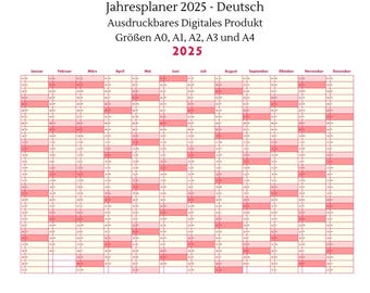 Jahresplaner 2025 Deutsch Beerensorbet - in den Größen A0 bis A4 - Wandkalender, Jahreskalender, Familienplaner