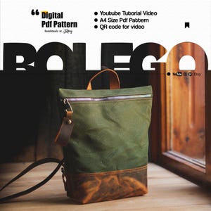 Wzór PDF na plecak ze skóry i płótna: szycie torby DIY (pobranie cyfrowe)
