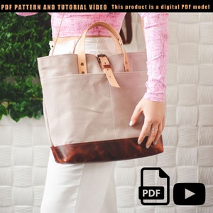 Schnittmuster Einkaufstasche - Leder DIY - Pdf Download - Schnittmuster Ledertasche - Einkaufsbeutel Muster - Einkaufstasche Muster - Laptoptasche