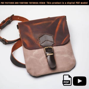 Petit modèle de sac messager / Modèle de sac / Toile PDF / PDF de sac en cuir / Motif de sac en cuir et en toile / Sac en toile marron / Cuir pdf
