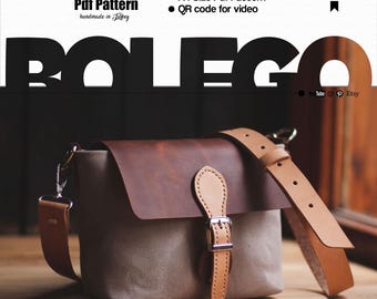 Patrón PDF para bolso bandolera de cuero y lona: Bolso diario DIY (Descarga digital)