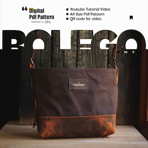 Leren en canvas crossbody- en draagtas pdf-patroon: dagelijkse tas DIY (digitale download)