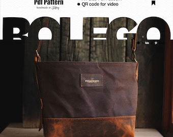 Leren en canvas crossbody- en draagtas pdf-patroon: dagelijkse tas DIY (digitale download)