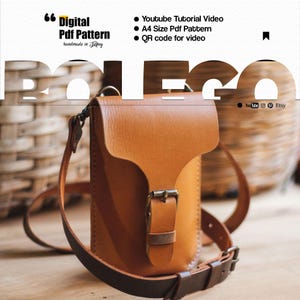 Patrón de bolso para teléfono (PDF), plantilla de bolso de cuero para teléfono, patrón de bolso bandolera de cuero, bolso de cuero (PDF), patrones de cuero