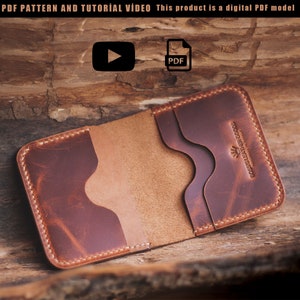 Patrón de billetera de cuero para tarjetas en formato PDF, patrón de cuero en formato PDF, patrón de tarjetero, patrón de billetera compacta, patrón de billetera delgada, billetera de cuero en formato PDF