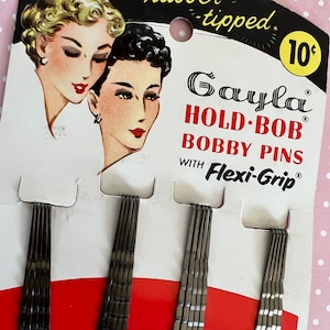 Vintage 50's Gayla Bobby Pins em cartão original NOS Hair Styling