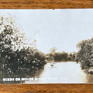 Vintage RPPC Postcard Mouse River Minot North Dakota Fishing Boat Unused