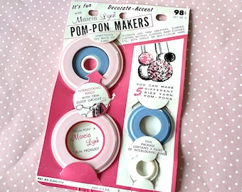 Vintage pom pom maker nieuw NOS Marcia Lynn 5 maten origineel kaartgaren Pom Pon