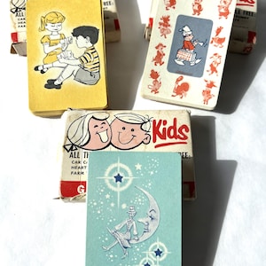Lot de jeux de cartes pour enfants vintage Kellogg's Vente par correspondance promotionnel Space Age Farm Maths Rami Snap Old Maid