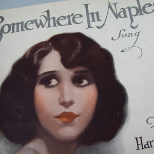 Vintage Sheet Music Somewhere In Naples Song Frame Art Junk Journal