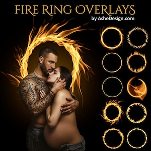 Fire Ring Photoshop Overlays, Maternity Photoshoot Session Light Spot Circles Photography Overlays, PNG Photo Overlays