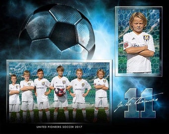 Soccer Memory Mates - Photoshop Templates for Sports Teams and Individuals - Sports Photography Templates - Electric Explosion Soccer