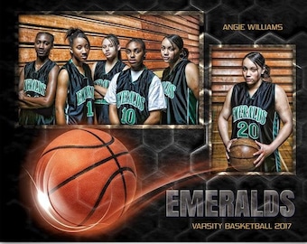 Basketball Memory Mates - Photoshop Templates for Sports Teams and Individuals - Sports Photography Templates - Honeycomb Basketball