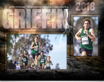 Sports Memory Mates - Plantillas de Photoshop para equipos e individuos deportivos - Plantillas de fotografía deportiva - Breaking Ground Cross Country