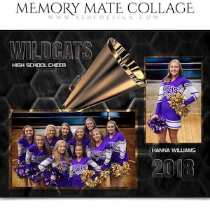 Cheer Memory Mates - Photoshop Vorlagen für Sportteams und Einzelpersonen - Sportfotografie Vorlagen - Honeycomb Cheer