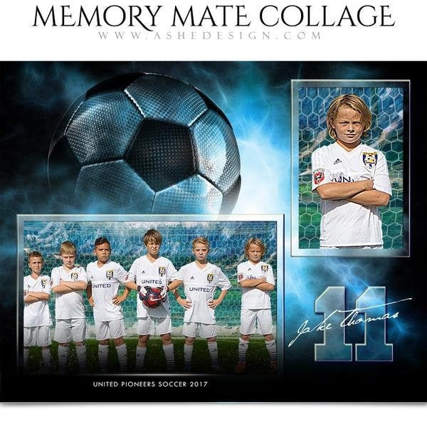 Soccer Memory Mates - Modèles Photoshop pour les équipes sportives et les individus - Modèles de photographie sportive - Football à explosion électrique